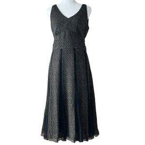 Ann Taylor 100% Silk V-Neck Sleeveless Tied Waist Midi Dress Size 4